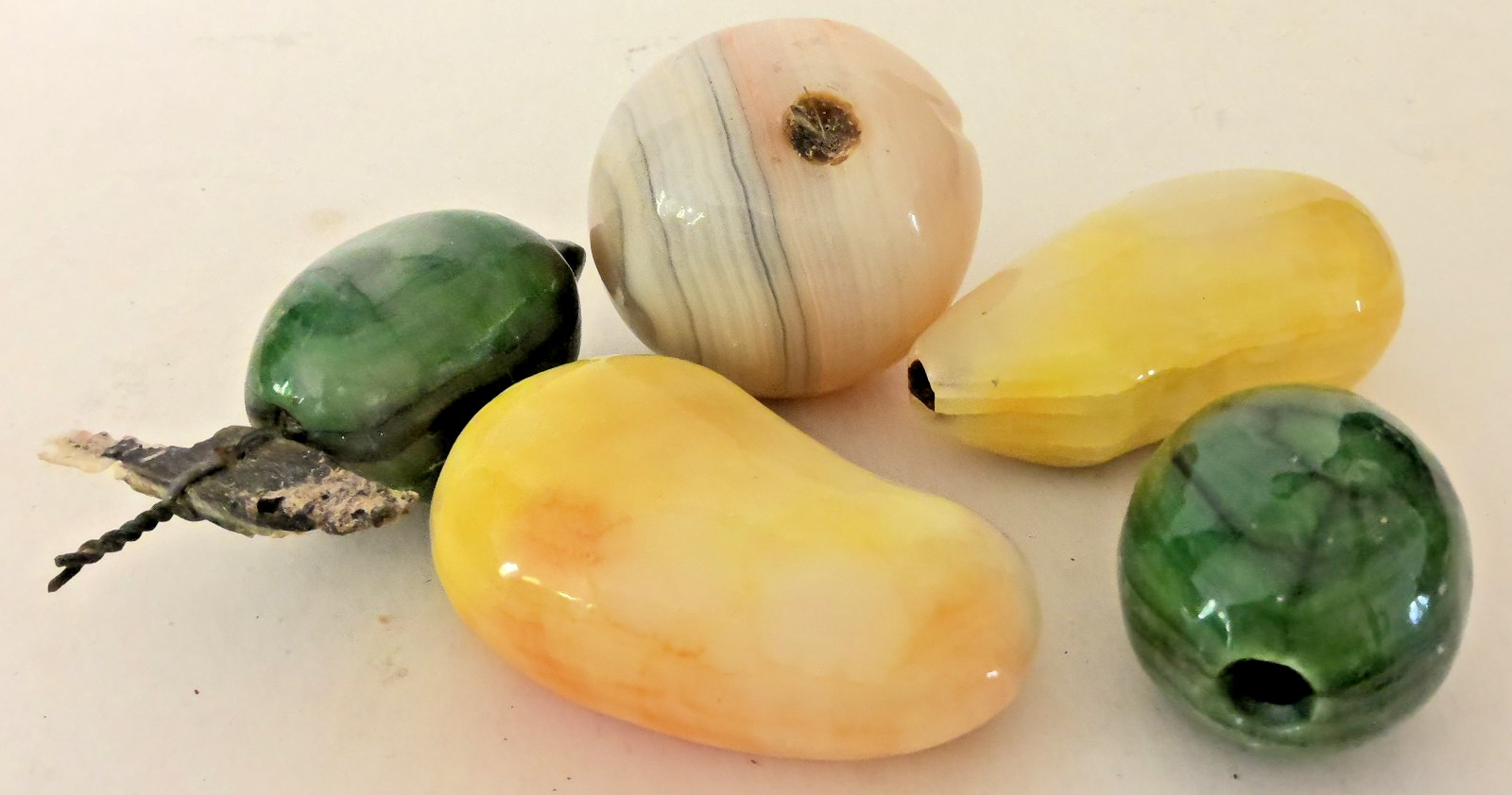 Lot of 5 Pieces Fruit Carved Marble Stone