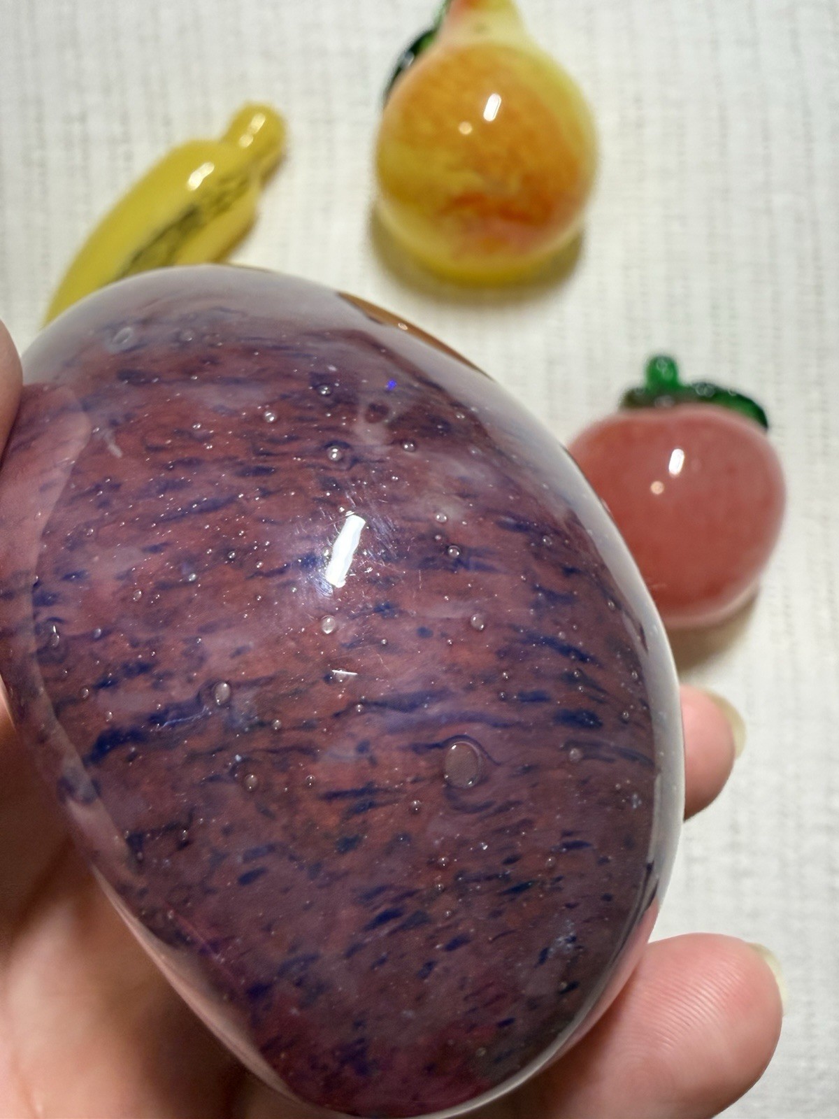 VTG Italian Glass Fruit 5 Pieces Apple Plum Banana Pear Lemon *READ