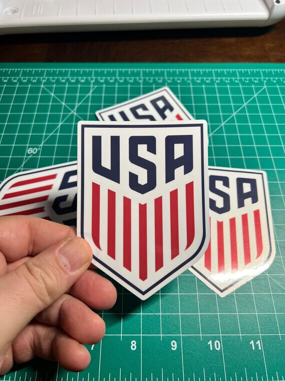 USMNT Soccer Shield/Crest – Laminated Vinyl Sticker – 4″x3″ USA
