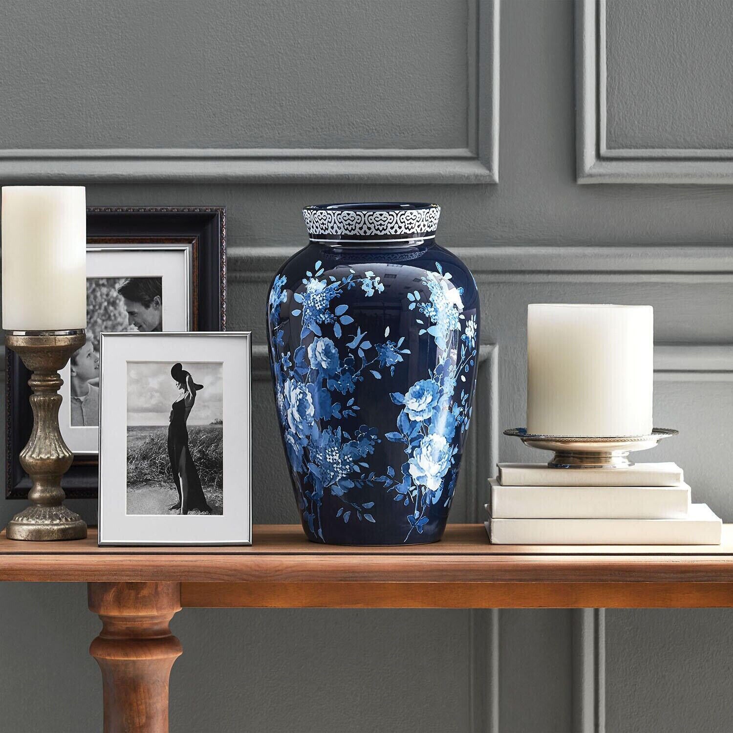 Member’s Mark Decorative Ceramic Blue Vase with Removable Hydrangeas