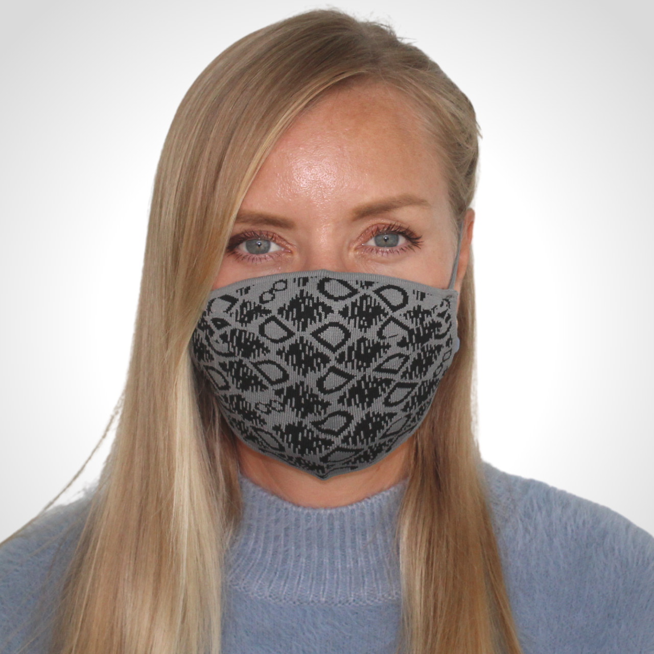 Solid knitted Face Mask two layers reusable washable bandanas Gray Black
