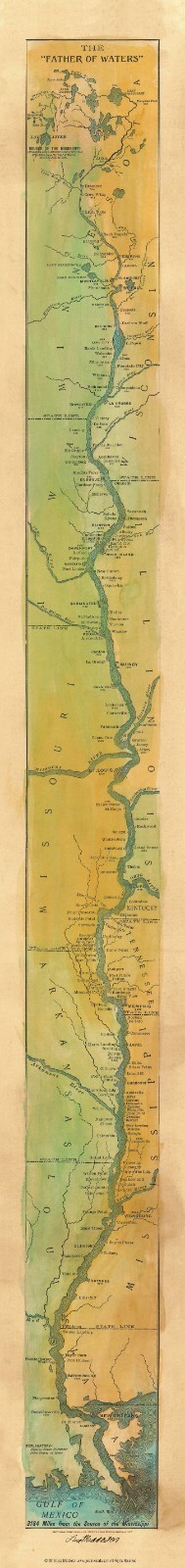 Father of Waters 1887 Mississippi River Map Poster – Wall Art Lake House Decor