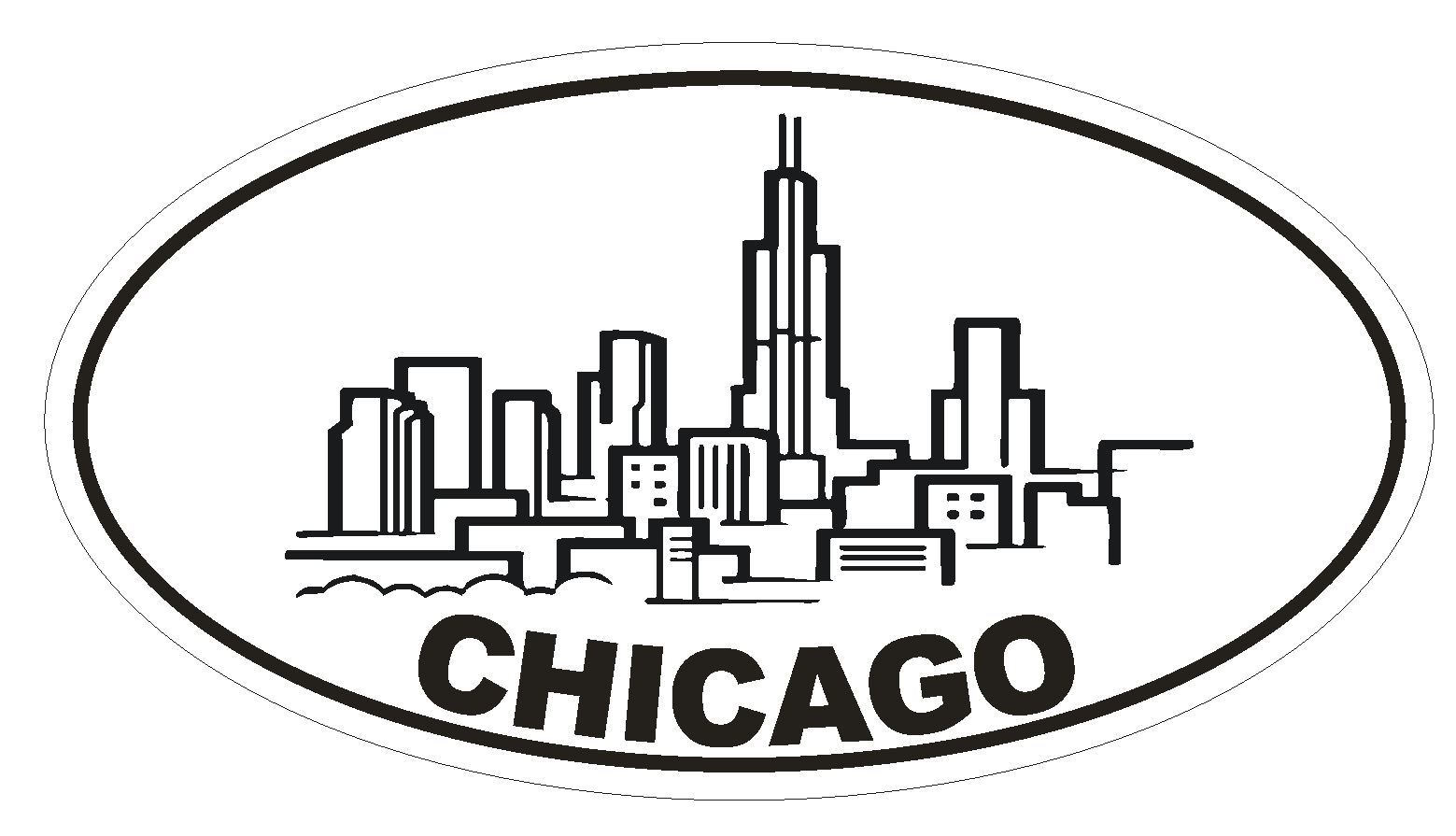 Chicago Illinois Oval Bumper Sticker or Helmet Sticker D1297 Euro Oval