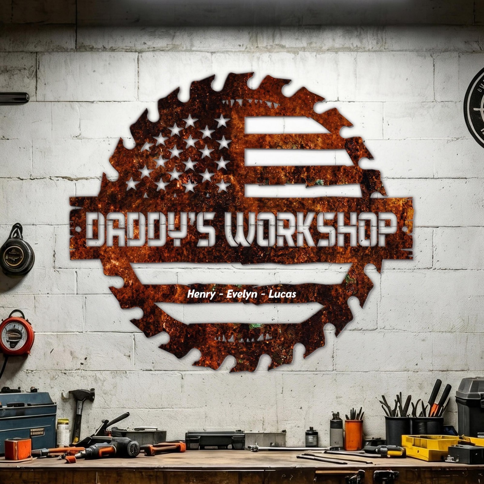 Custom Daddys Garage Metal Sign Personalized Fathers Day Gift Mechanic Decor
