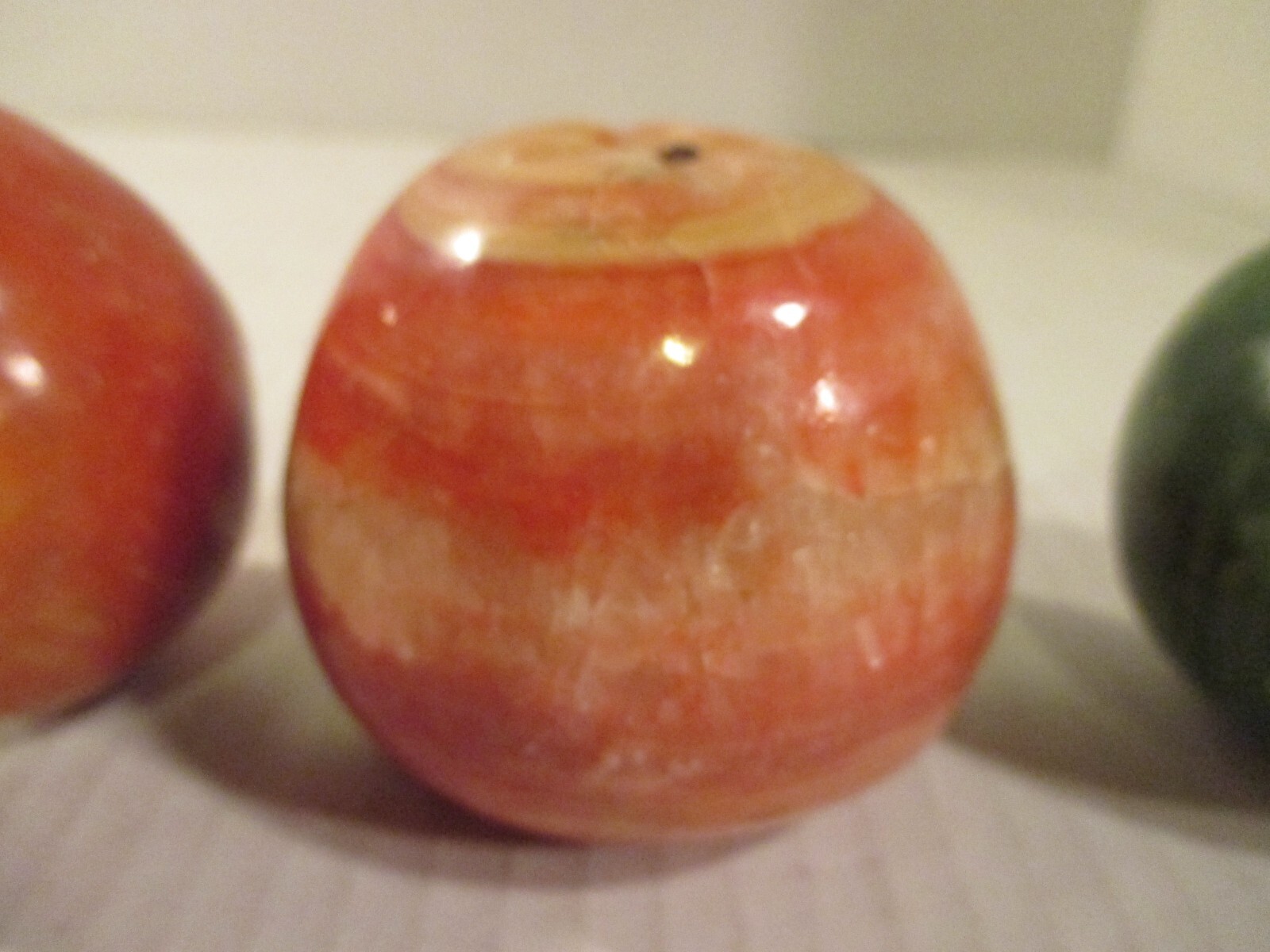 Vintage Alabaster Stone Fruit Lot of 5 pieces apple,pear,onion ect.