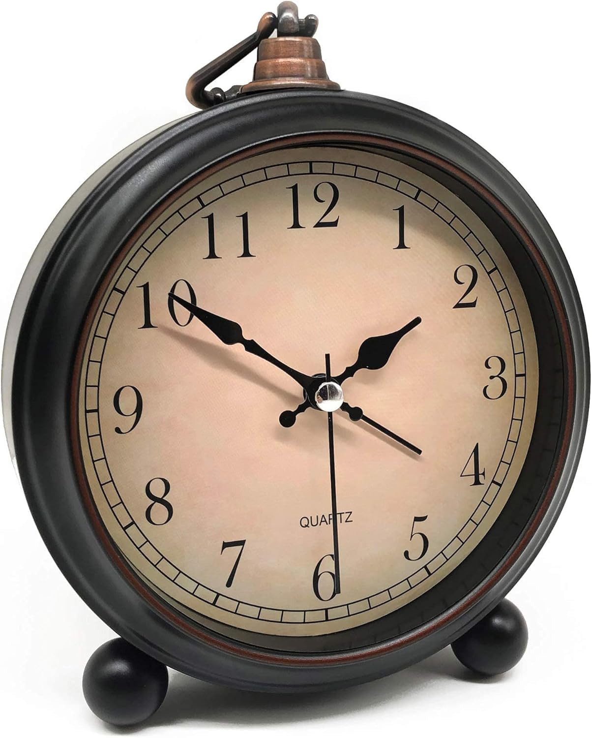 Vintage Retro Analog Alarm Clock, 4.5 Inch Super Silent Non Ticking Small Clock