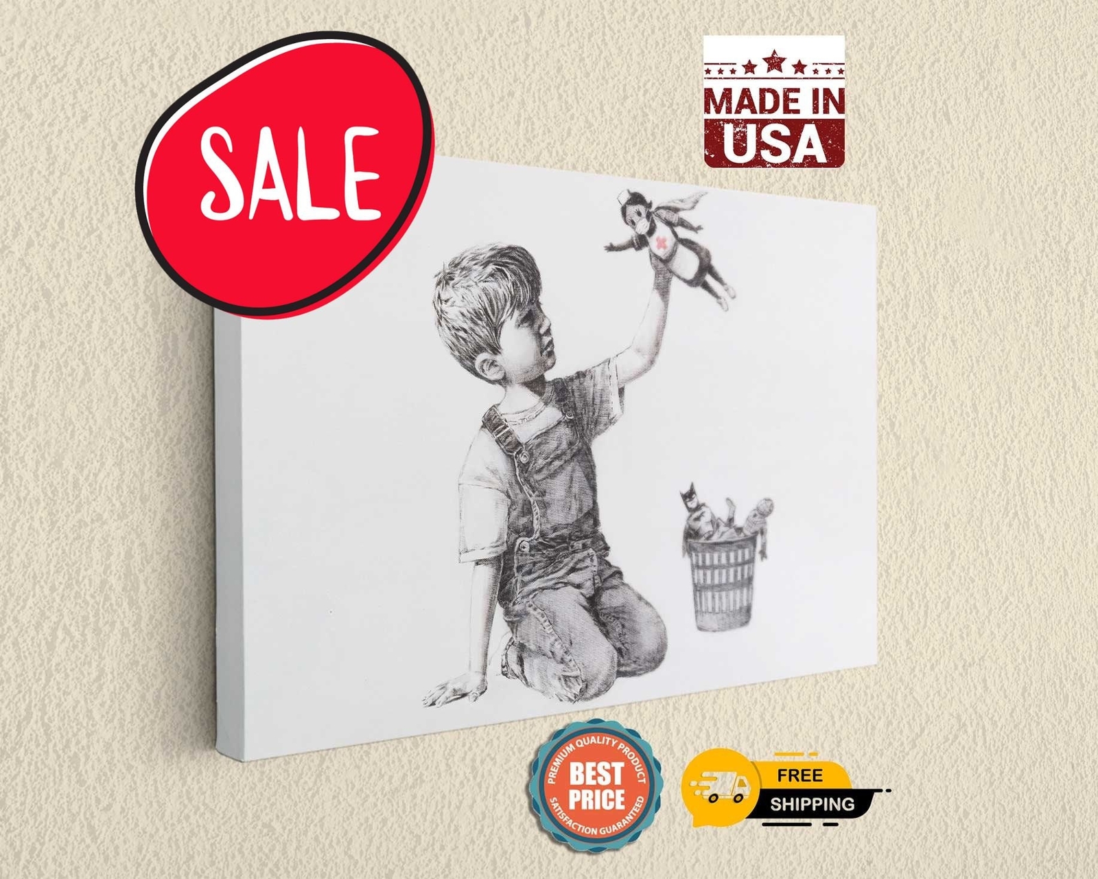 Banksy Game Changers Healthcare Workers – Canvas Ready To Hang Home Decor