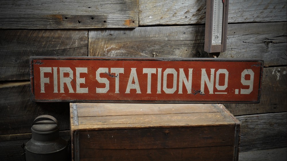 Custom Fire Station Sign – Primitive Rustic Hand Made Vintage Wooden