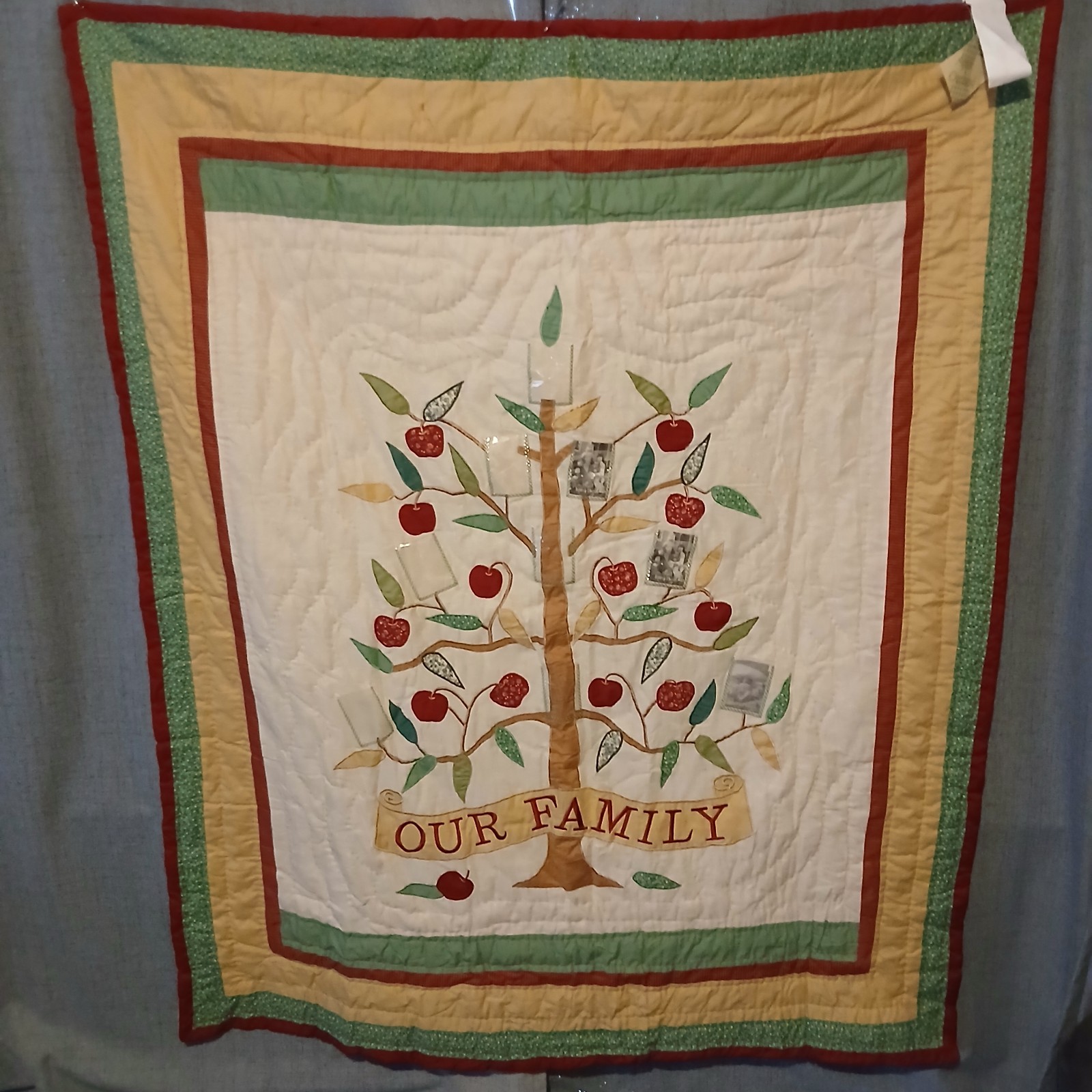 OUR FAMILY APPLE TREE BLANKET HOLDS 9 PICTURES 50X60
