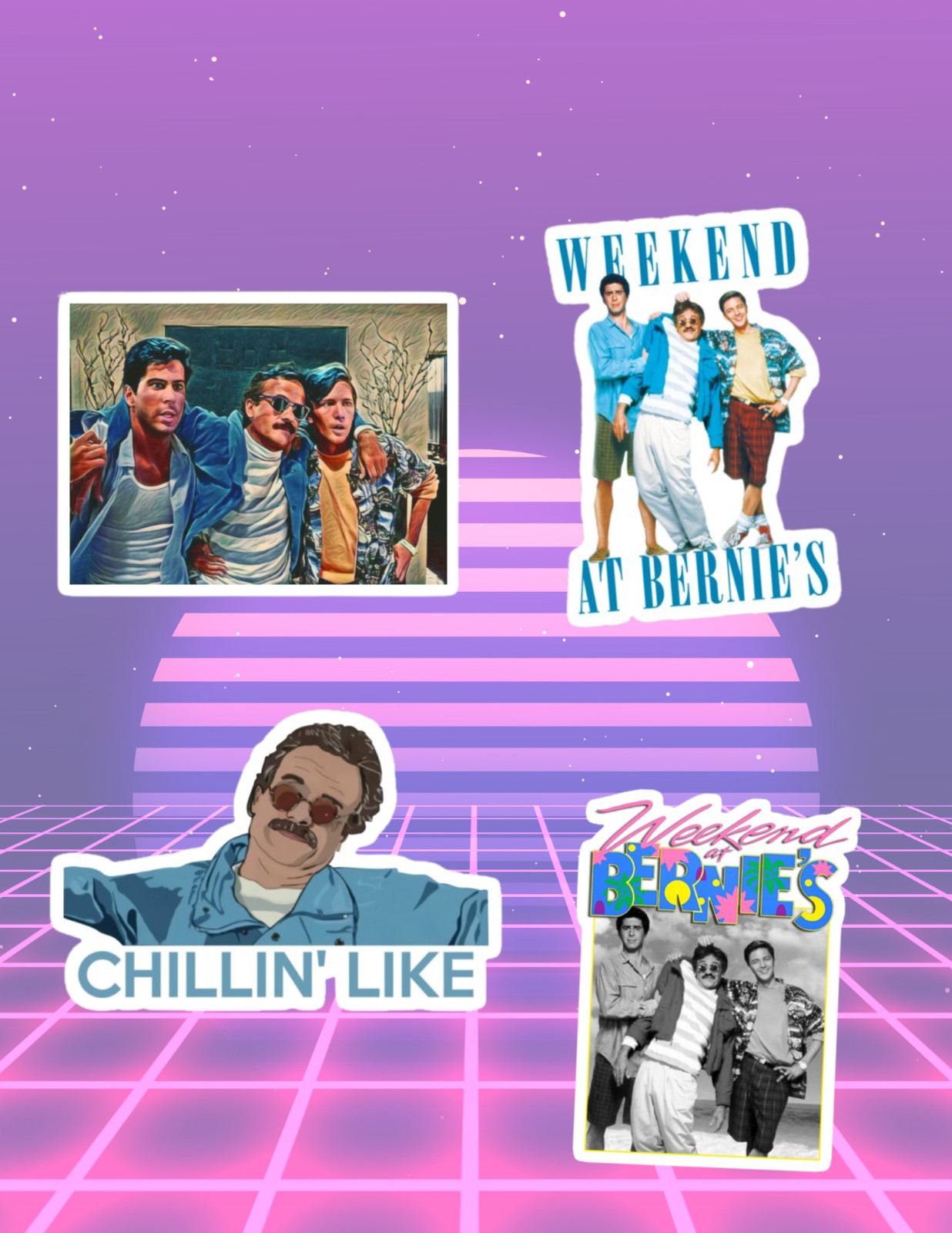 Weekend At Bernies 80’s Movie 4pc Sticker Pack