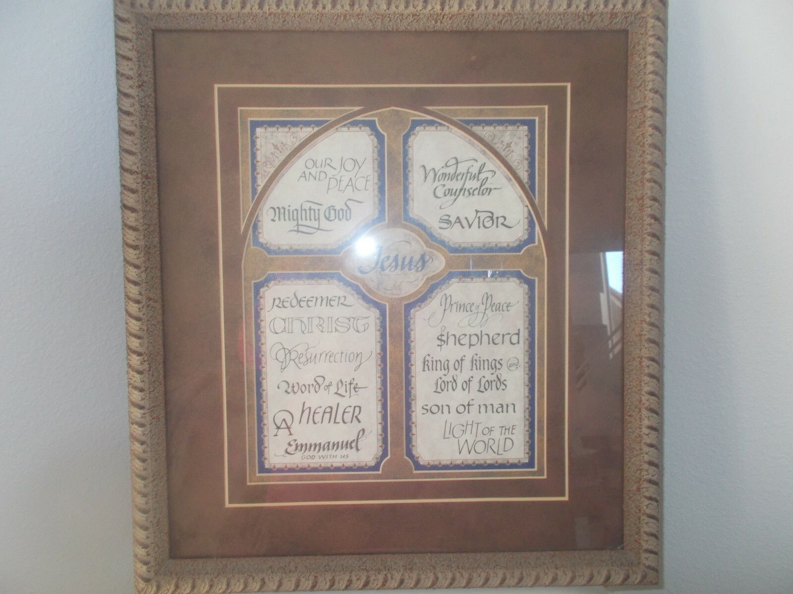 NWT $99.99 Framed Christian words in Wooden Picture Home Decor NEW 20 X 18