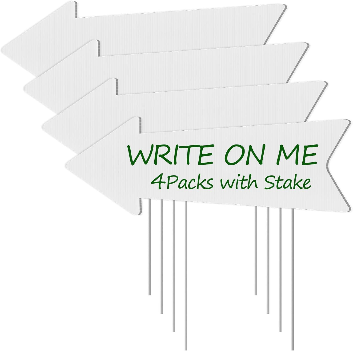 Customizable Directional Arrow Signs with Stakes – 4 Pack, 17×6 Inches
