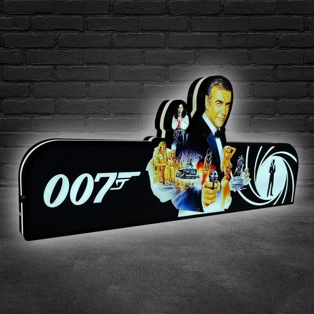 Rare 007 James Bond Pinball Topper Light Box LED Pinball Arcade Decor