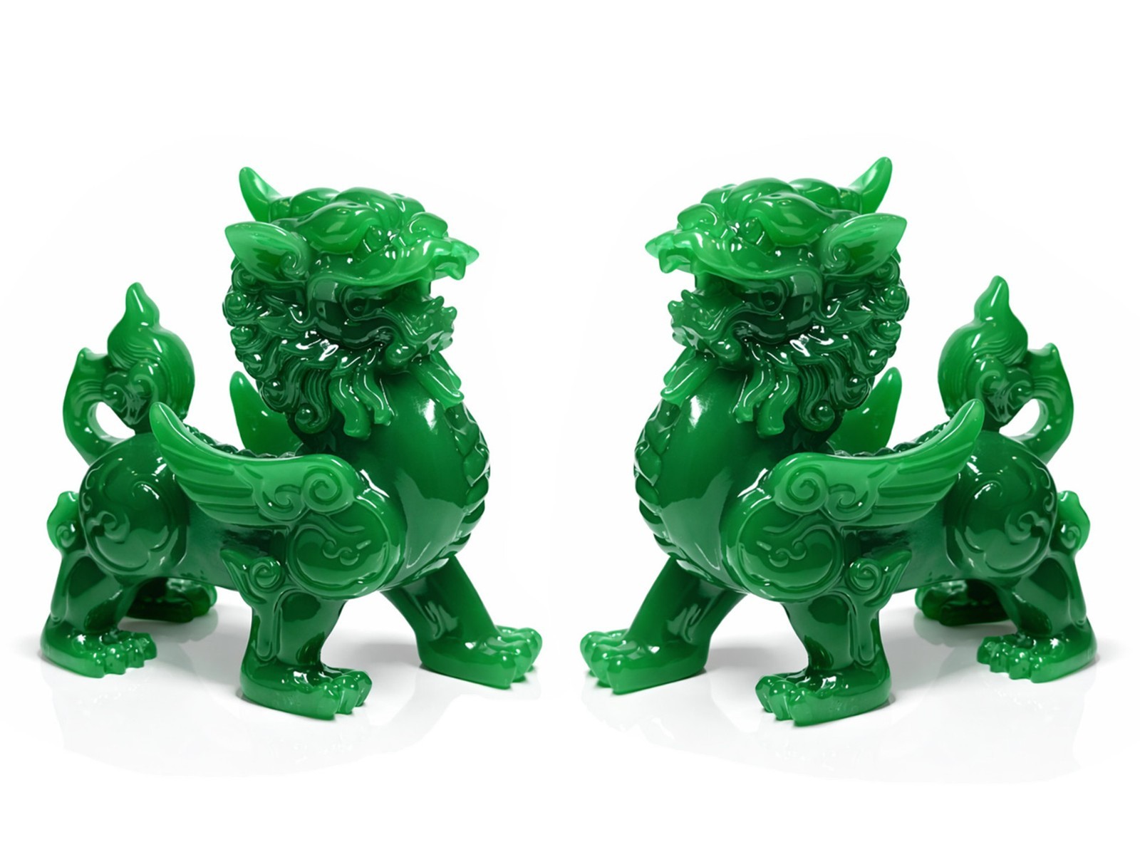 Jade Green Pi Xiu/Pi Yao /Bi Xie Wealth Guardian Statue Feng Shui Decor set Gift