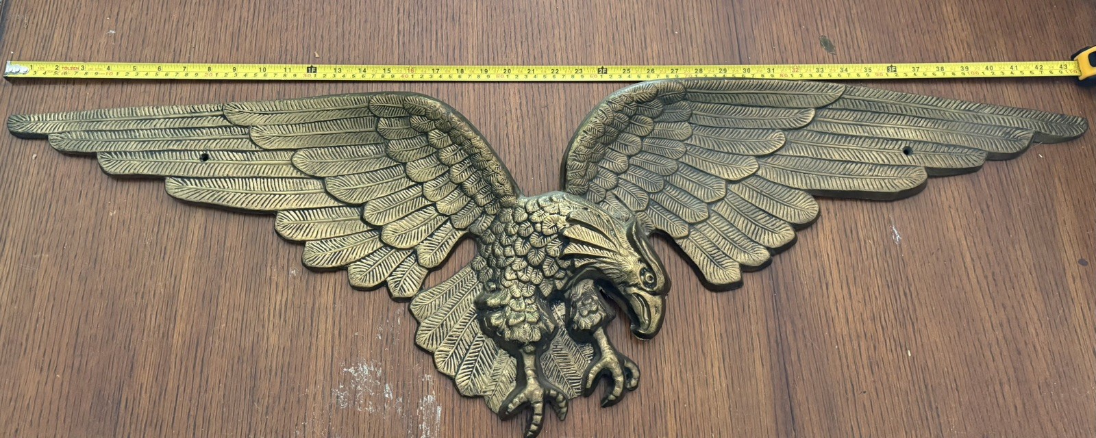 Bald Eagle American Plaque in Solid Cast Brass 43 x 12 In. Wingspan GREAT DETAIL