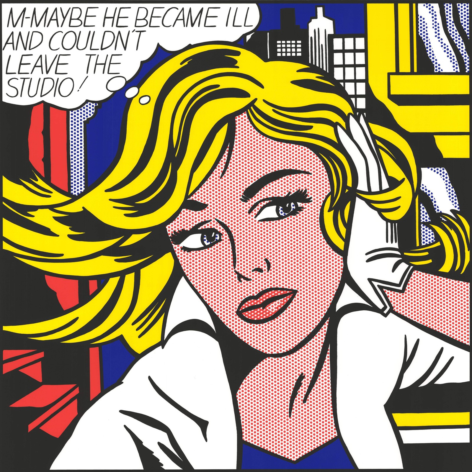 ROY LICHTENSTEIN M…Maybe 55″ x 39.5″ Serigraph 1979 Pop Art Yellow, Multicolor