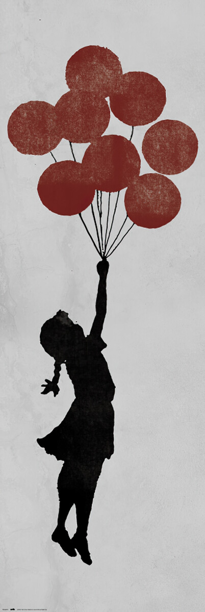 Girl With Balloons – Street Art / Pop-Art Graffiti Door Poster / Print)