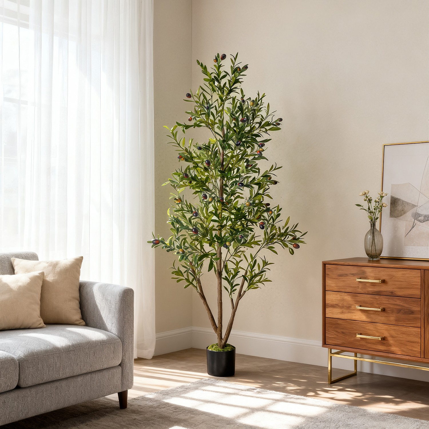 NOVAROOT 6FT Tall Olive Trees Artificial Indoor Faux Natural Wood Trunk Lifeli