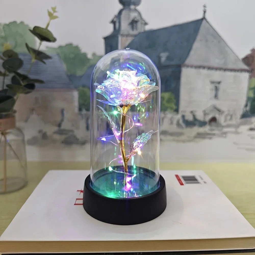 Eternal Forever Galaxy Rose Flower In Glass Dome LED Light Romantic Gift for Her