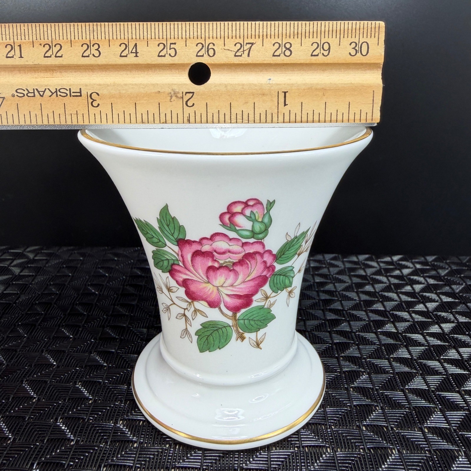 Wedgwood Charnwood Bone China Vase Butterfly Floral Gold Trim Made in England