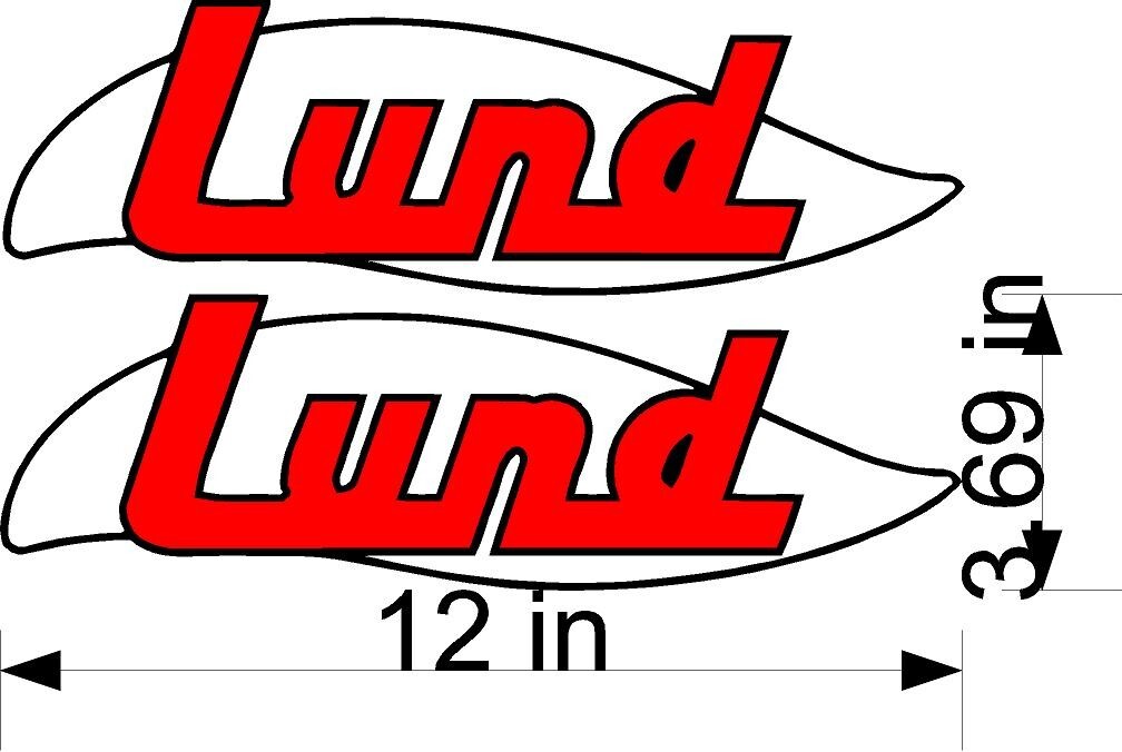 2-Vintage LUND MARINE BOAT STICKER DECAL Custom colors fishing boat