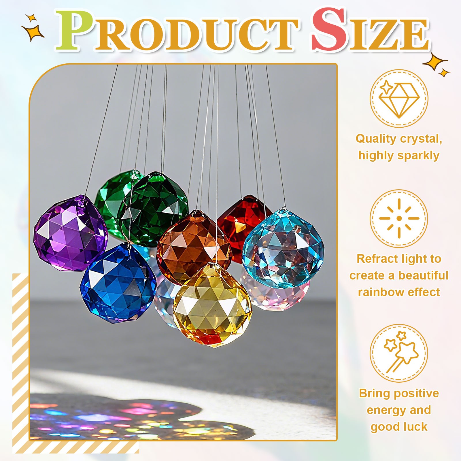 10 Pack 33mm / 1.3Inch Crystal Ball Prisms, Violet
