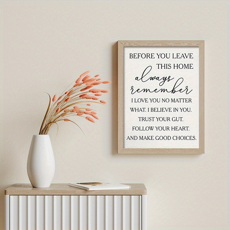 Before You Leave This Home Quote Canvas Wall Art, Inspirational Entryway Decor