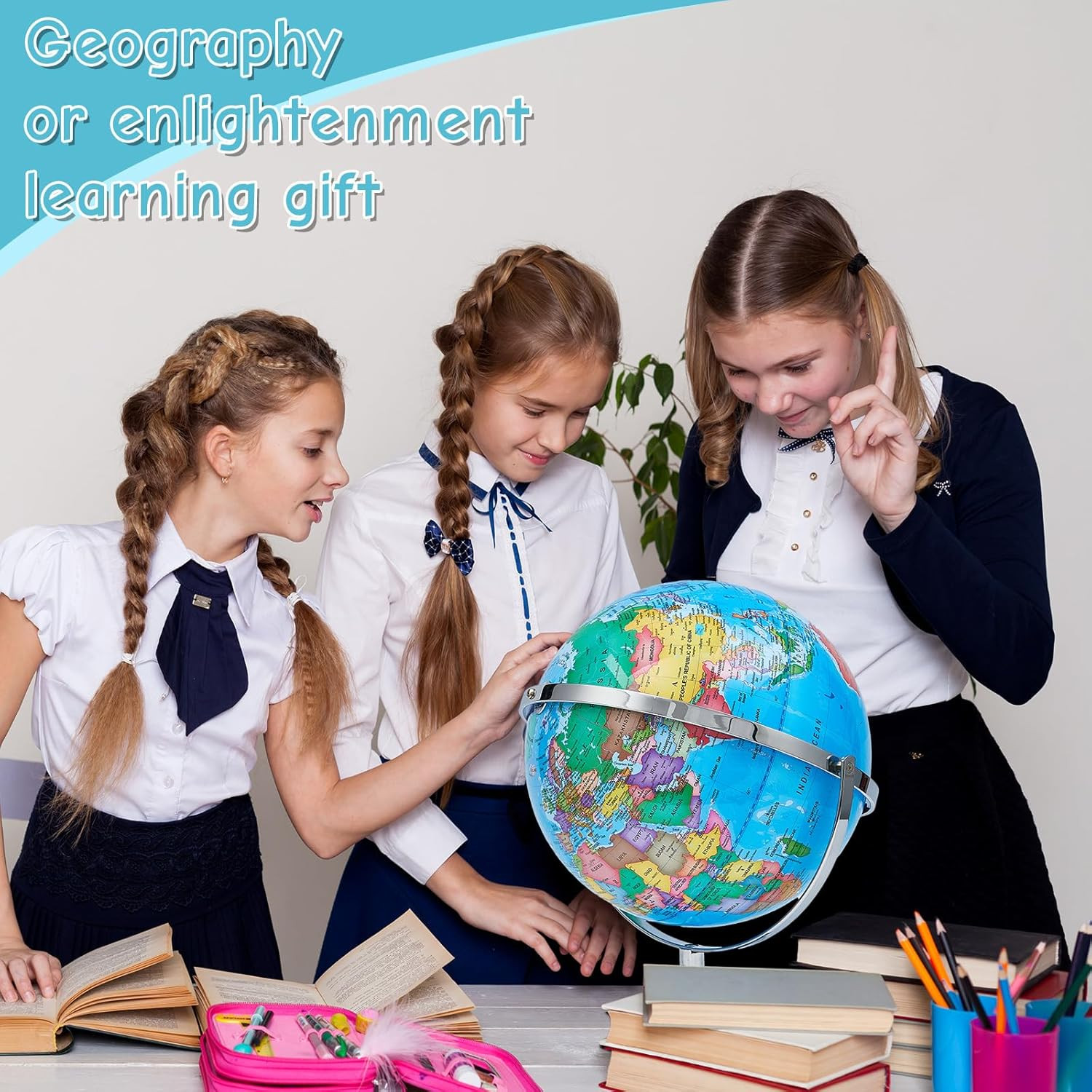 13” Illuminated World Globe for Adults – 720° Rotation & Rewritable K