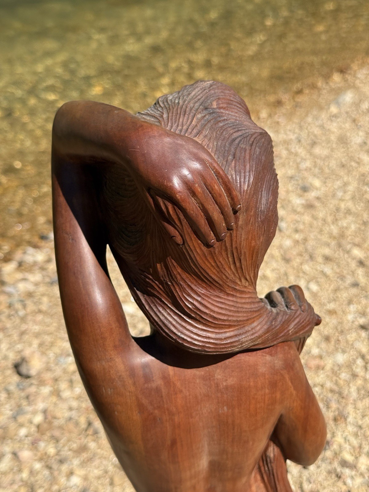 1960s Vintage Nude Asian Women Hand Carved DENSE Wood Sculpture- Farm Auction