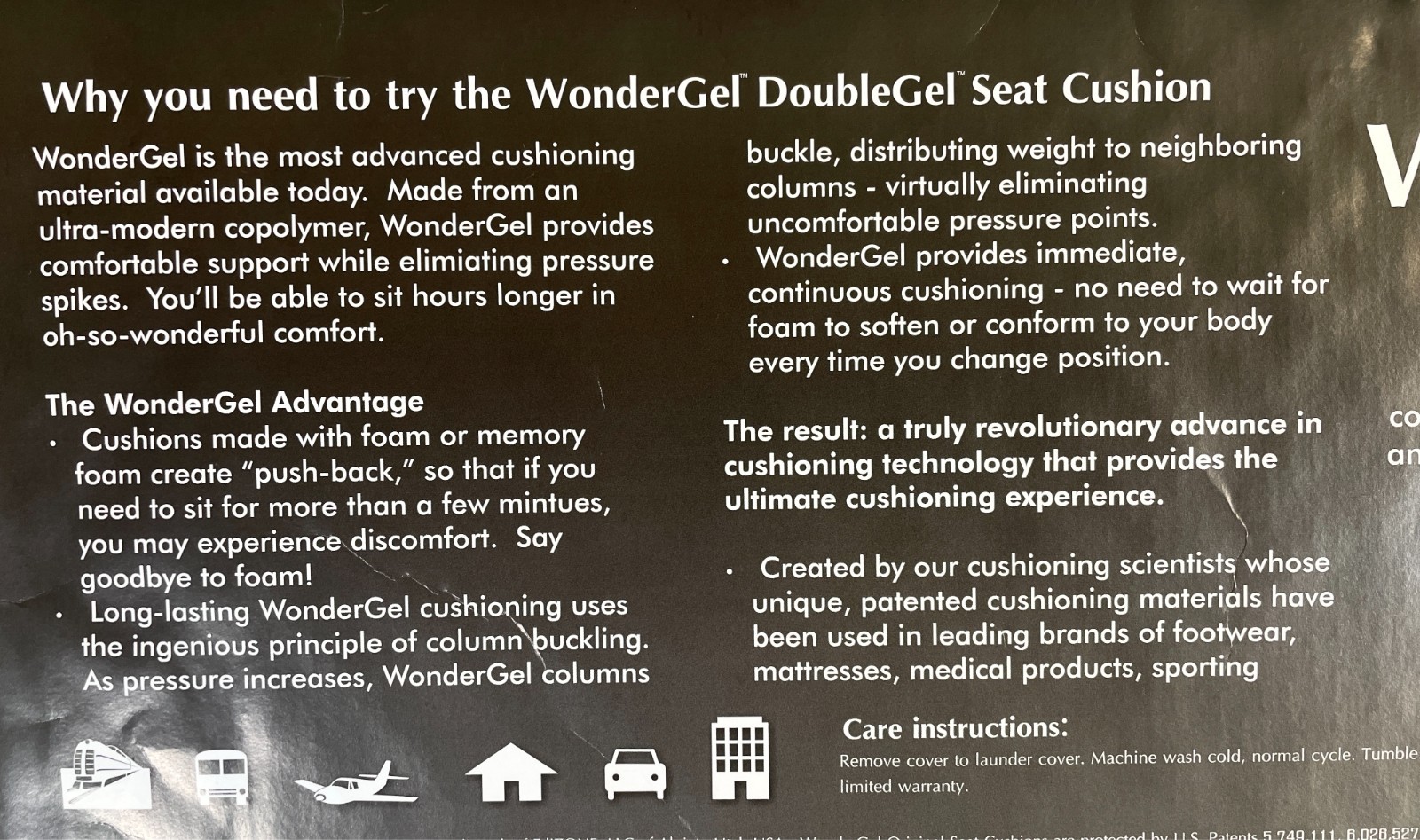 WonderGel Original 1.25″ Seat Cushion (NOS, Sealed)