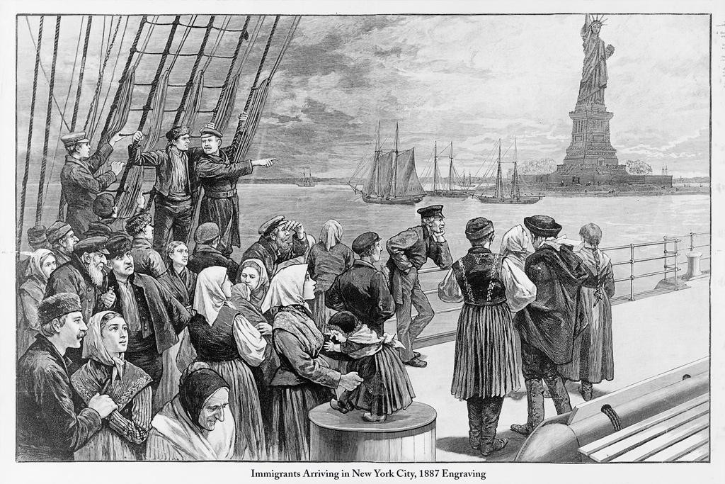 Immigrants Arriving In New York City Statue Of Liberty 1887 Poster 36×24