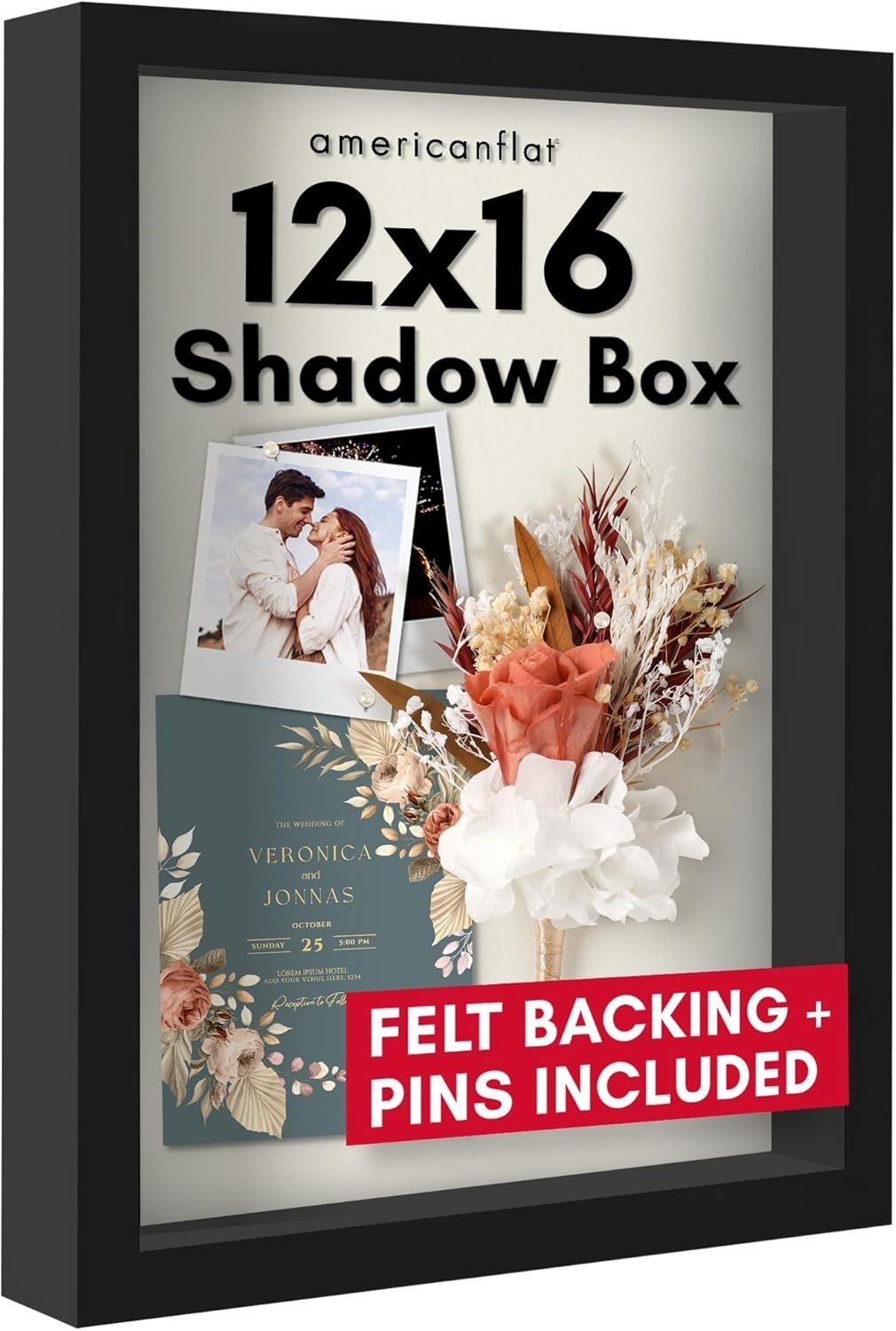 Large 12×16 Shadow Box – Versatile Tabletop & Wall Display Case in Black