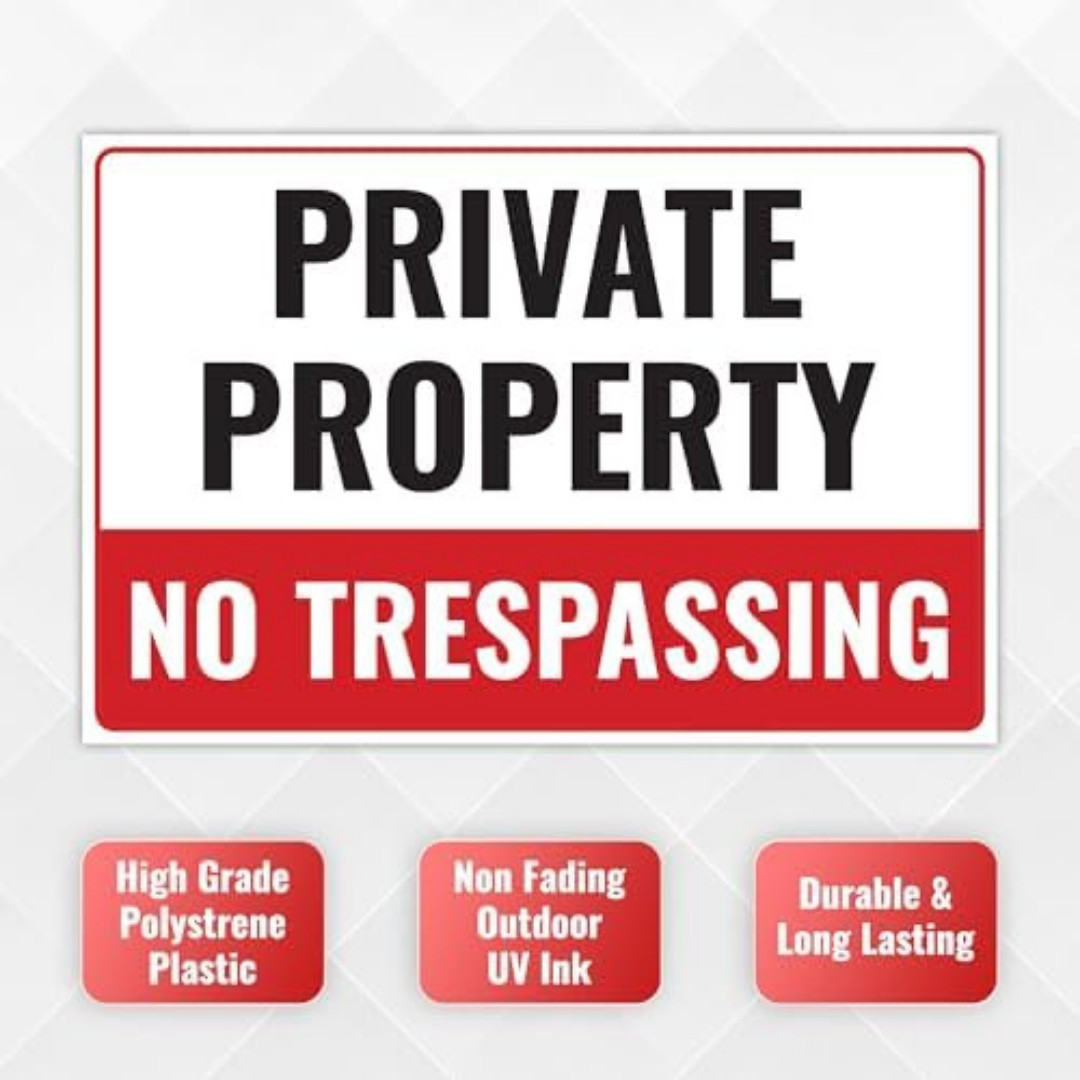4 Pack Large No Trespassing Signs Private Property, 8×12 Inch Rust Free Aluminum