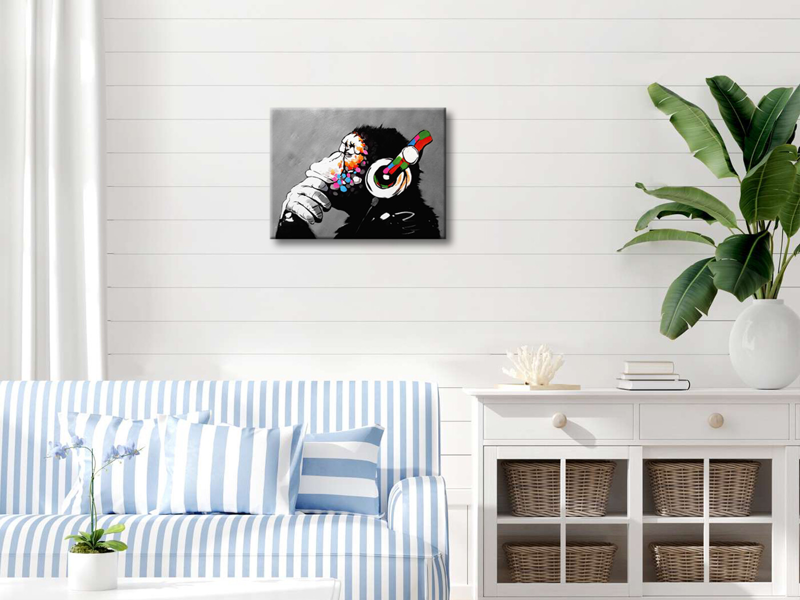 Monkey With Headphones of Banksy DJ Chimp Pop Art Cool Ape Canvas Prints