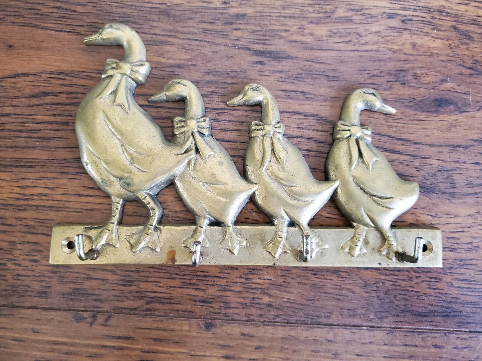 Vintage Upper Deck 1987 Solid Brass Goose Wall Hook Coat Rack Farmhouse Decor