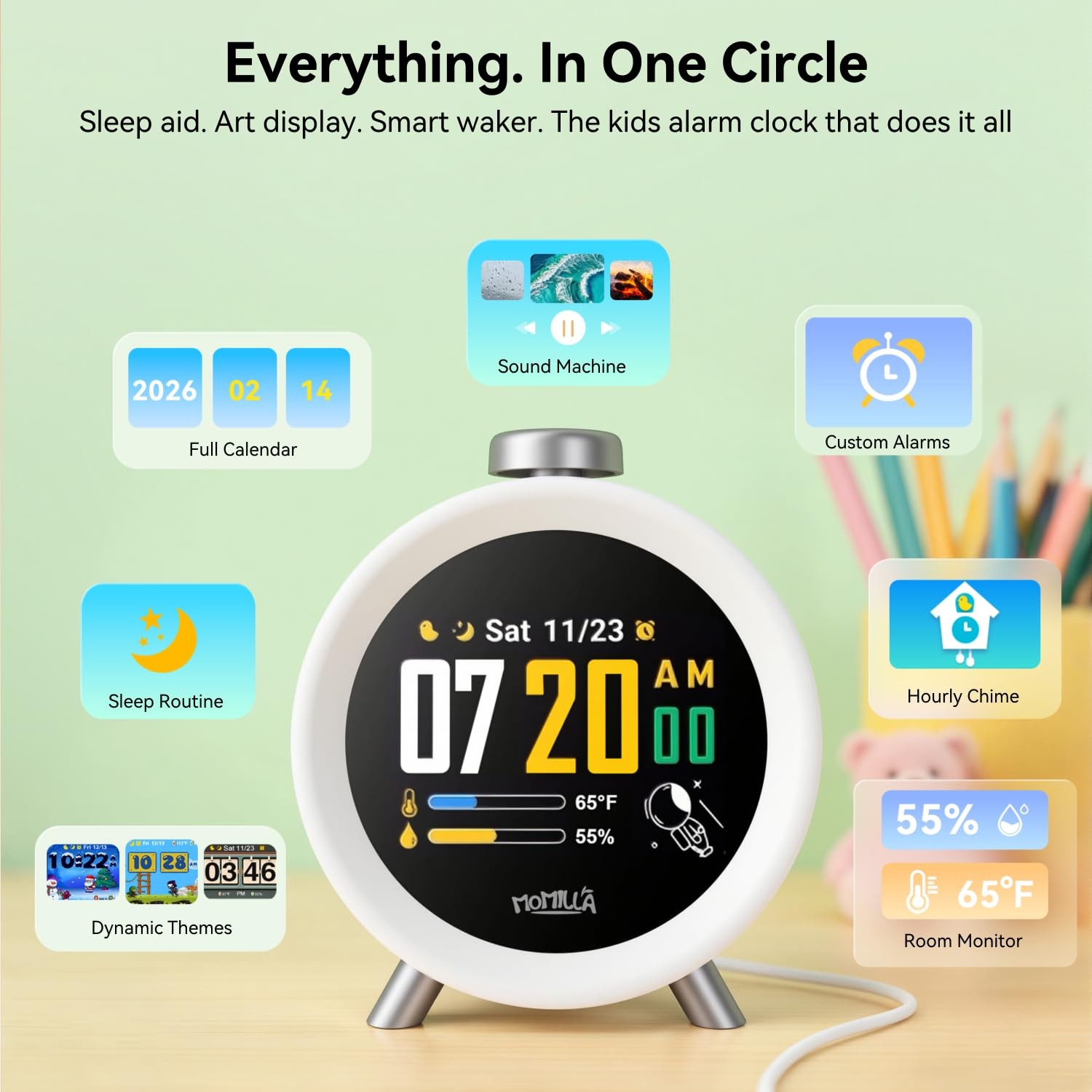 Alarm Clock for Heavy Sleepers Adults, Colorful Screen Temperature, Loud 7-Da…