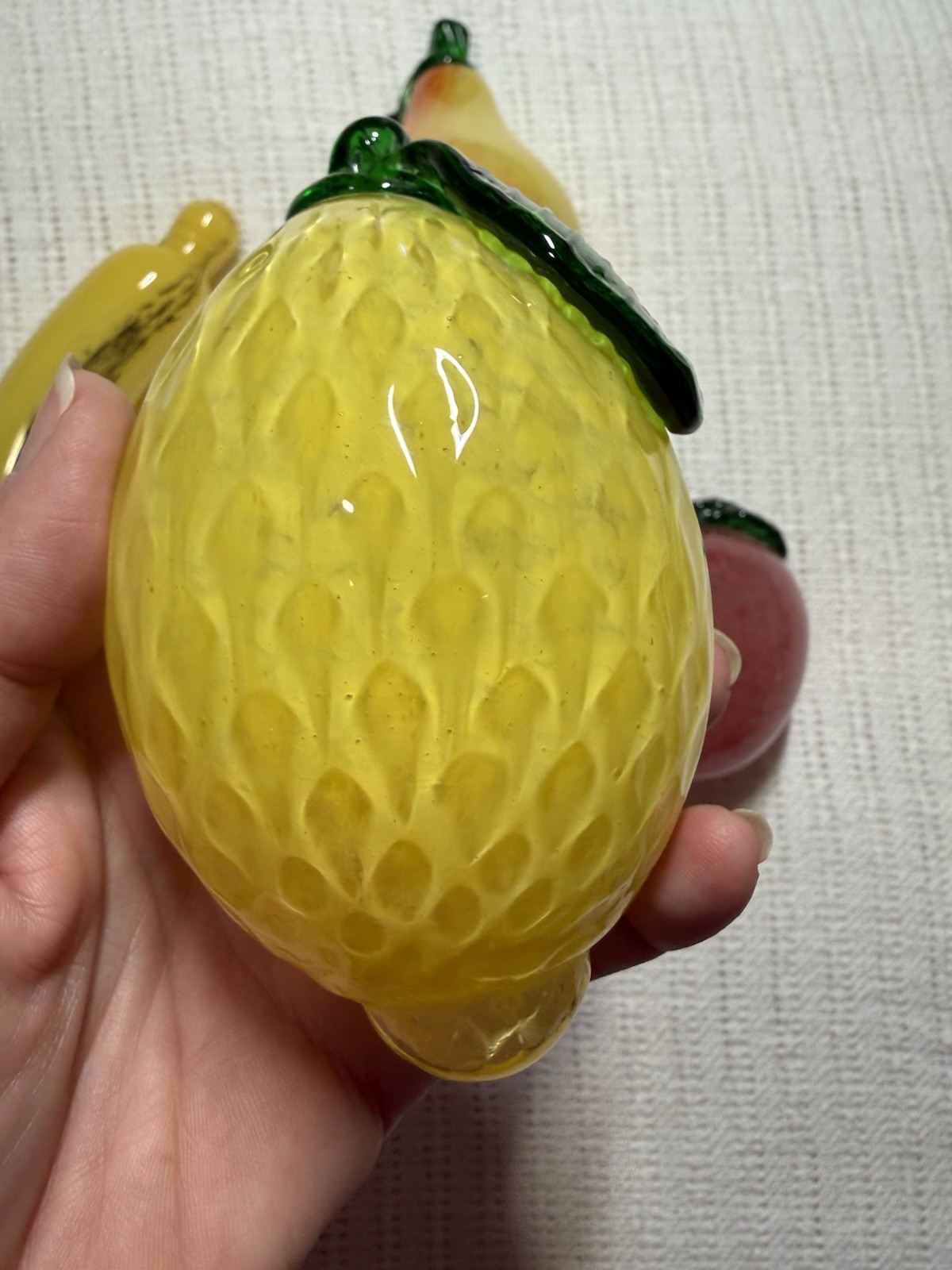 VTG Italian Glass Fruit 5 Pieces Apple Plum Banana Pear Lemon *READ