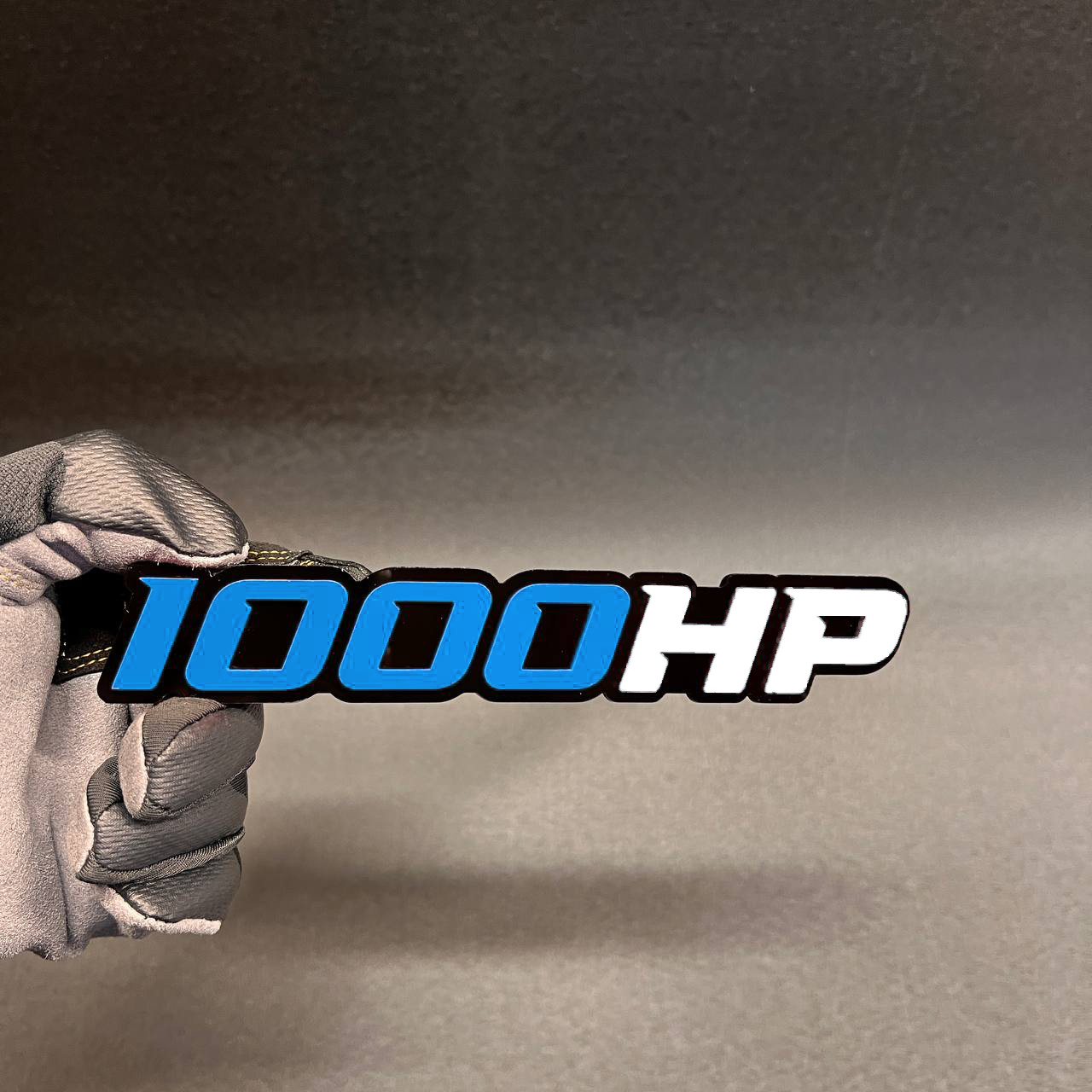1X 1000 HP WHITE / BLACK – L.BLUE Custom 3D Car Emblem Multicolor Acrylic Badge