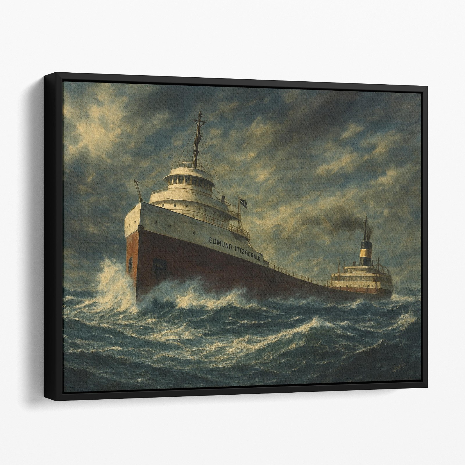 Edmund Fitzgerald Great Lakes Freighter Ship Painting Canvas Print Wall Art
