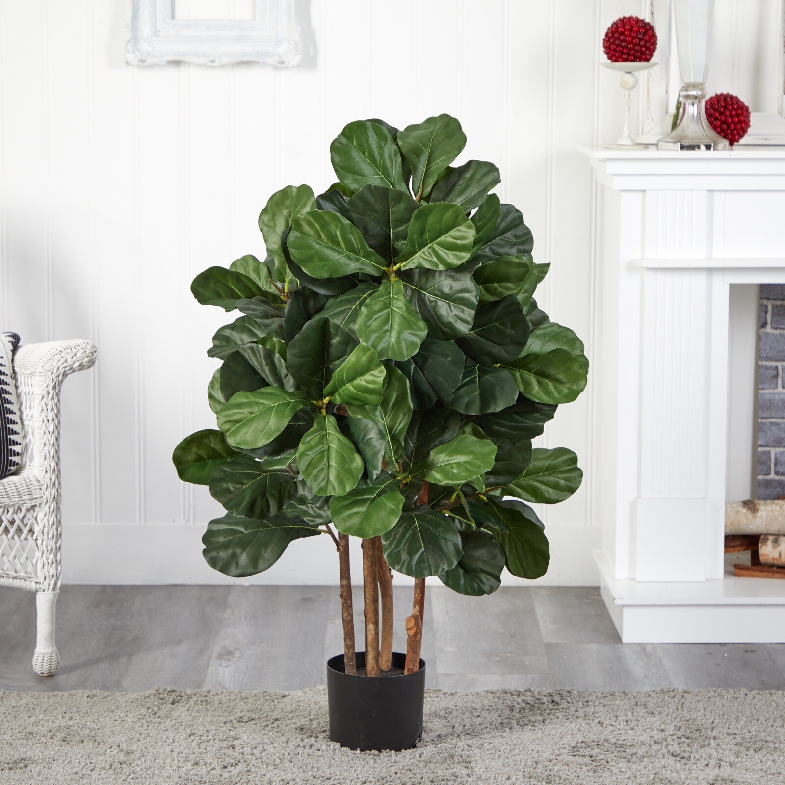 3.5’ Fiddle Leaf Artificial Tree w/Wooden Trunk Home Decor. Retail $99