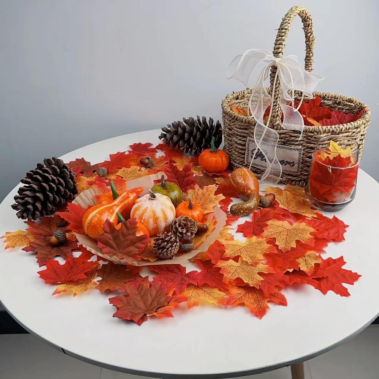 Jiesky 1170 Pcs 8cm/3.1inch Artificial Maple Leaves 6 Colors Fall Leaves