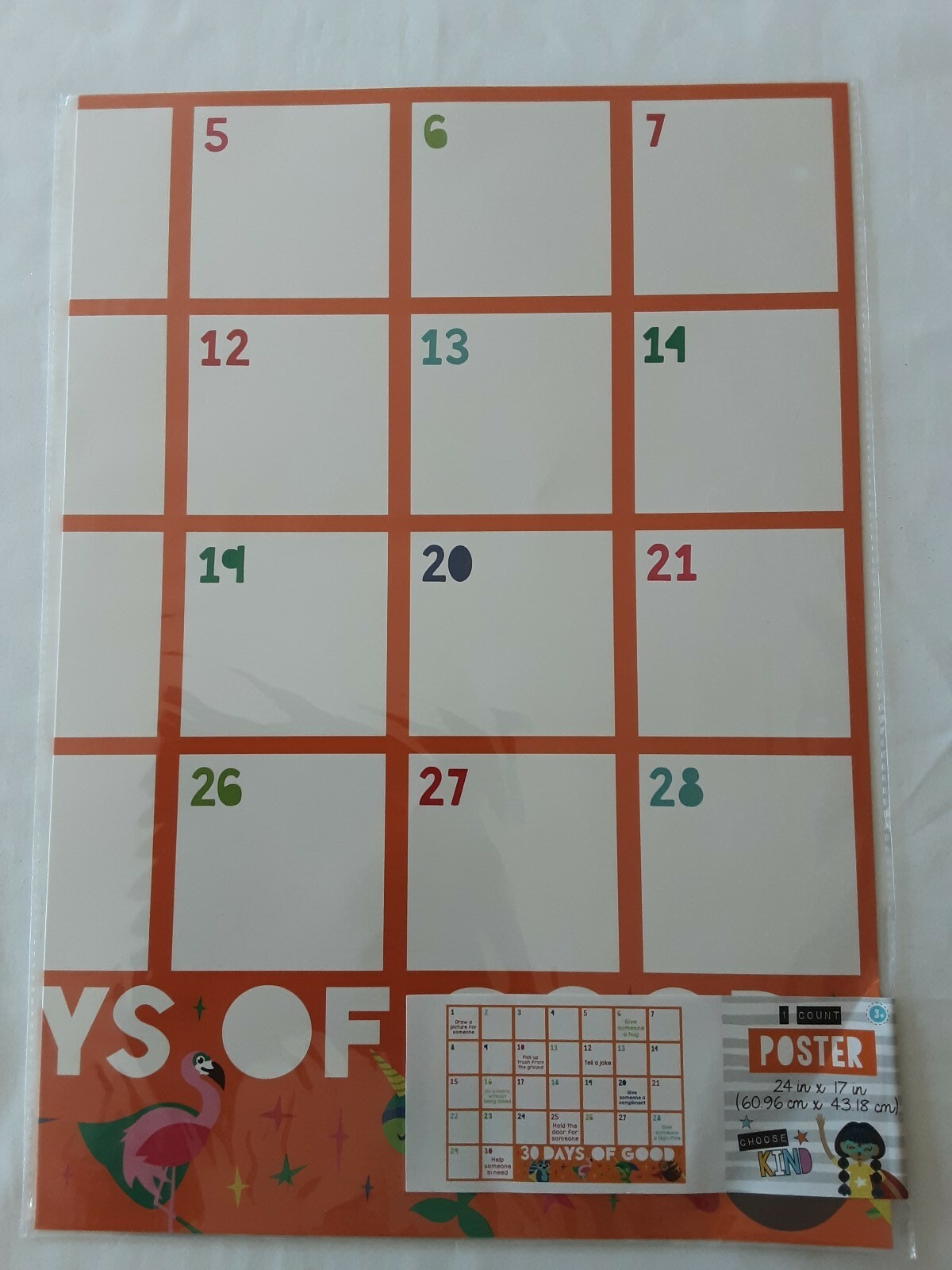 ”30 DAYS OF GOOD” Dry Erase Poster Board For Home/Classroom BRAND NEW!