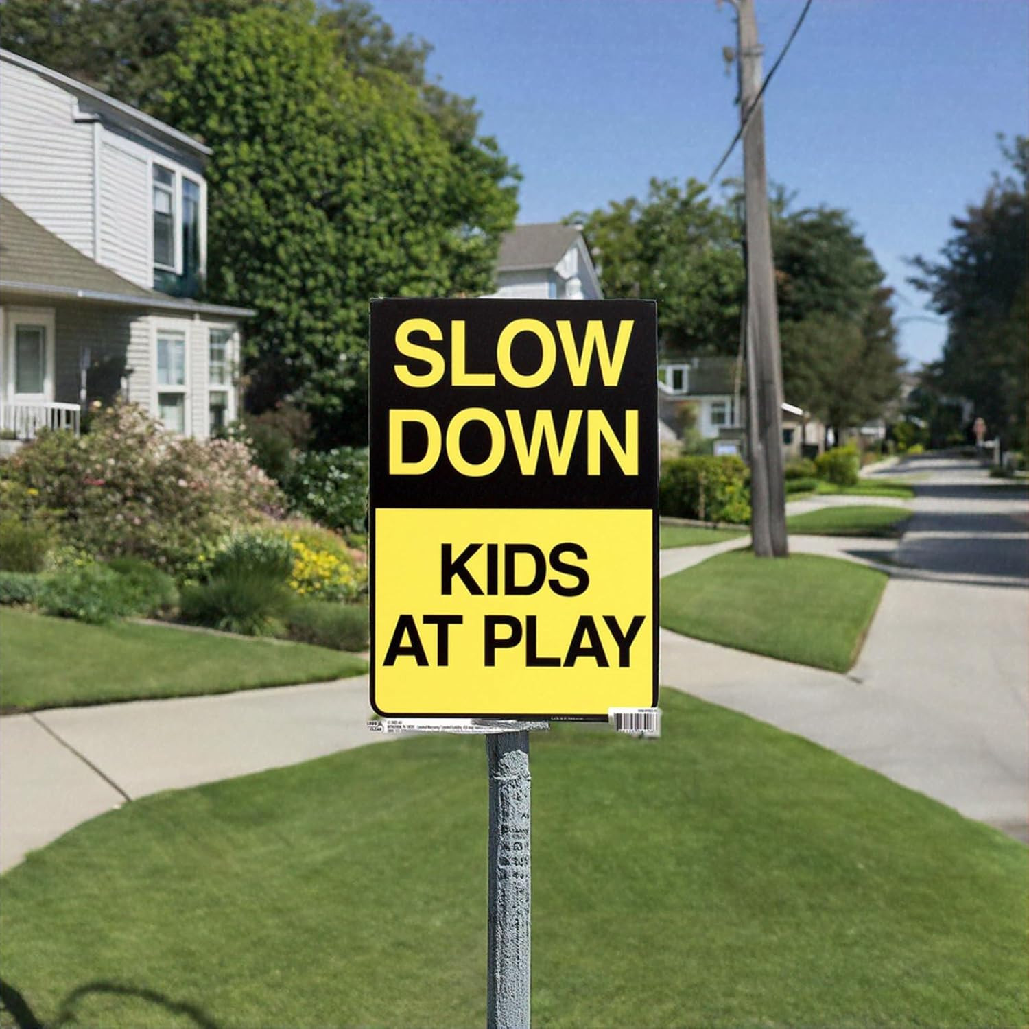 Slow down Kids at Play Sign, 4-Pack, 12X8 Inches – Kids at Play Safety Signs for