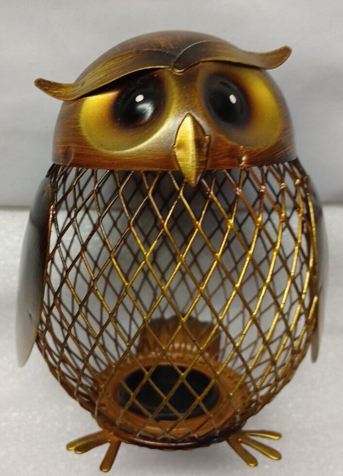 OWL Coin Bank Money Box Golden Metal Piggy Decoration 6″x5″ Chi Omega Christmas