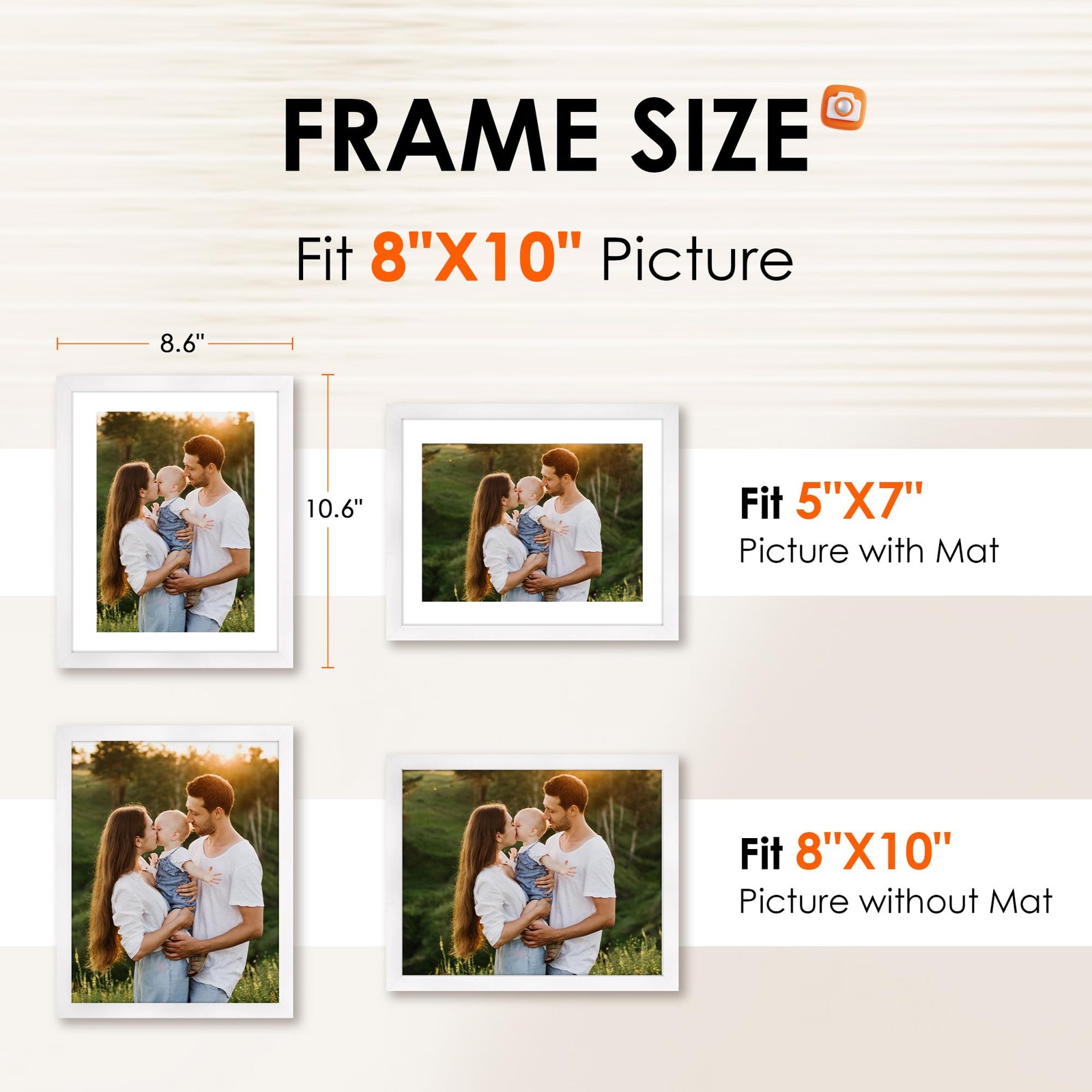 8×10 Picture Frame Set of 2, Photo Frame with HD Plexiglass, Display Pictures…