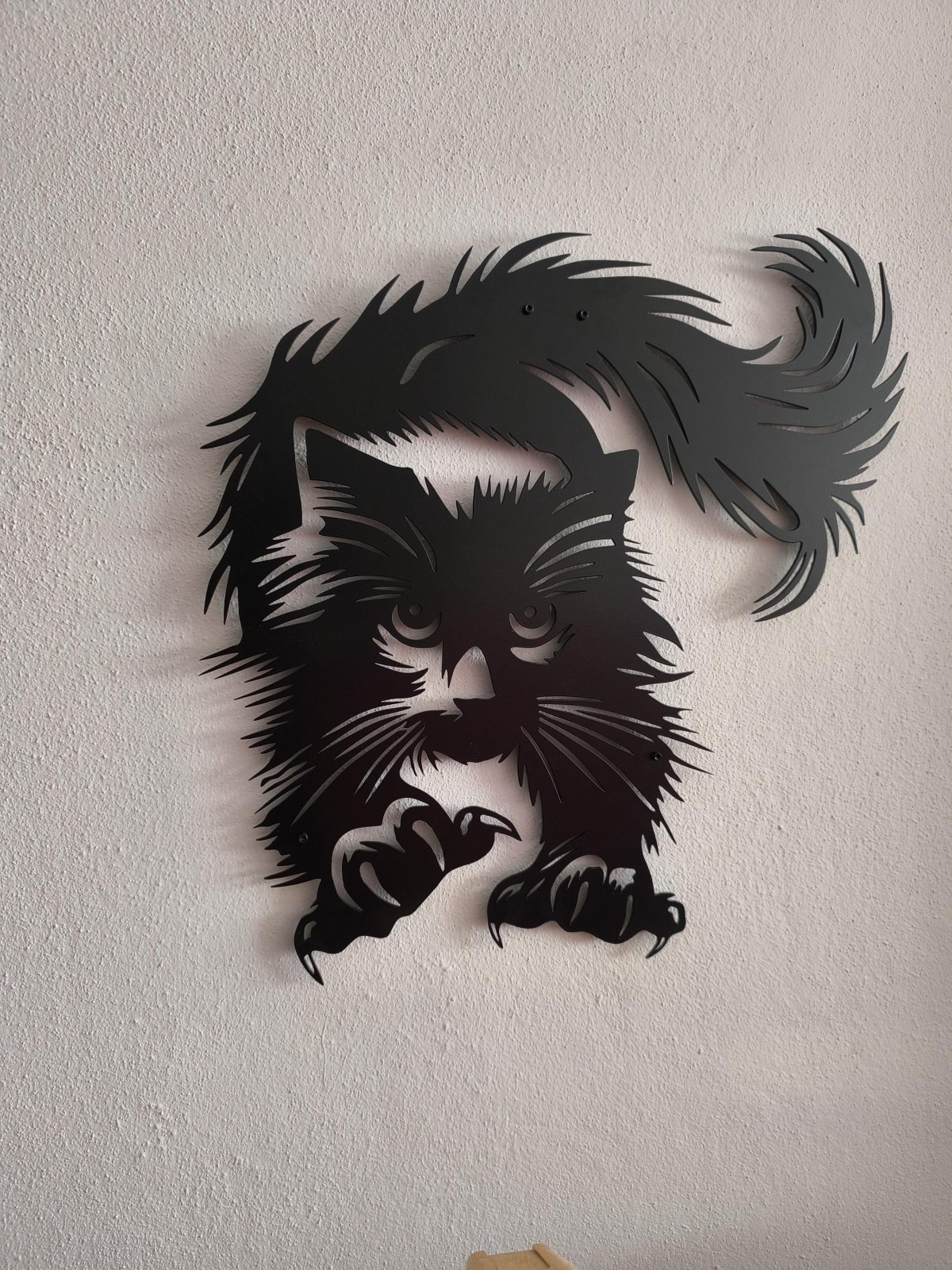 Jumping Cat Metal Wall Art, Playful Cat Wall Decor, Cat Lover Gift, Peekaboo Cat