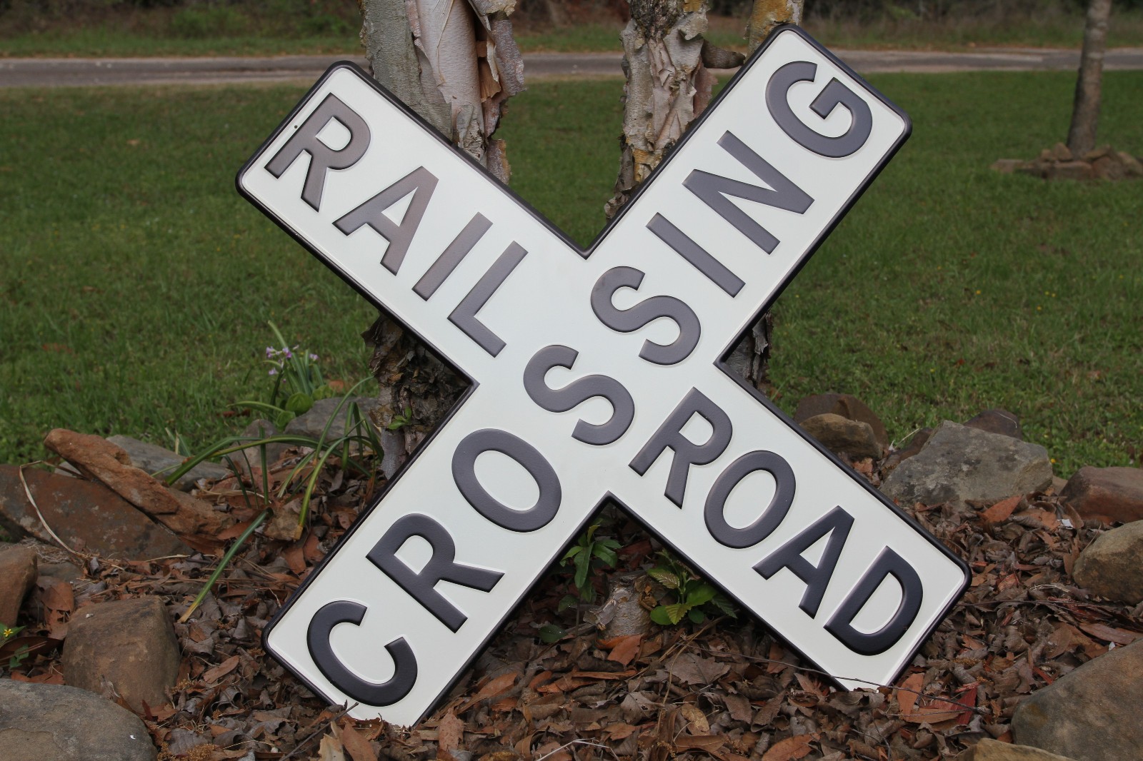 1-Large RAILROAD CROSSING Enameled Wall Sign,Collectible,Free Ship,RRW-T