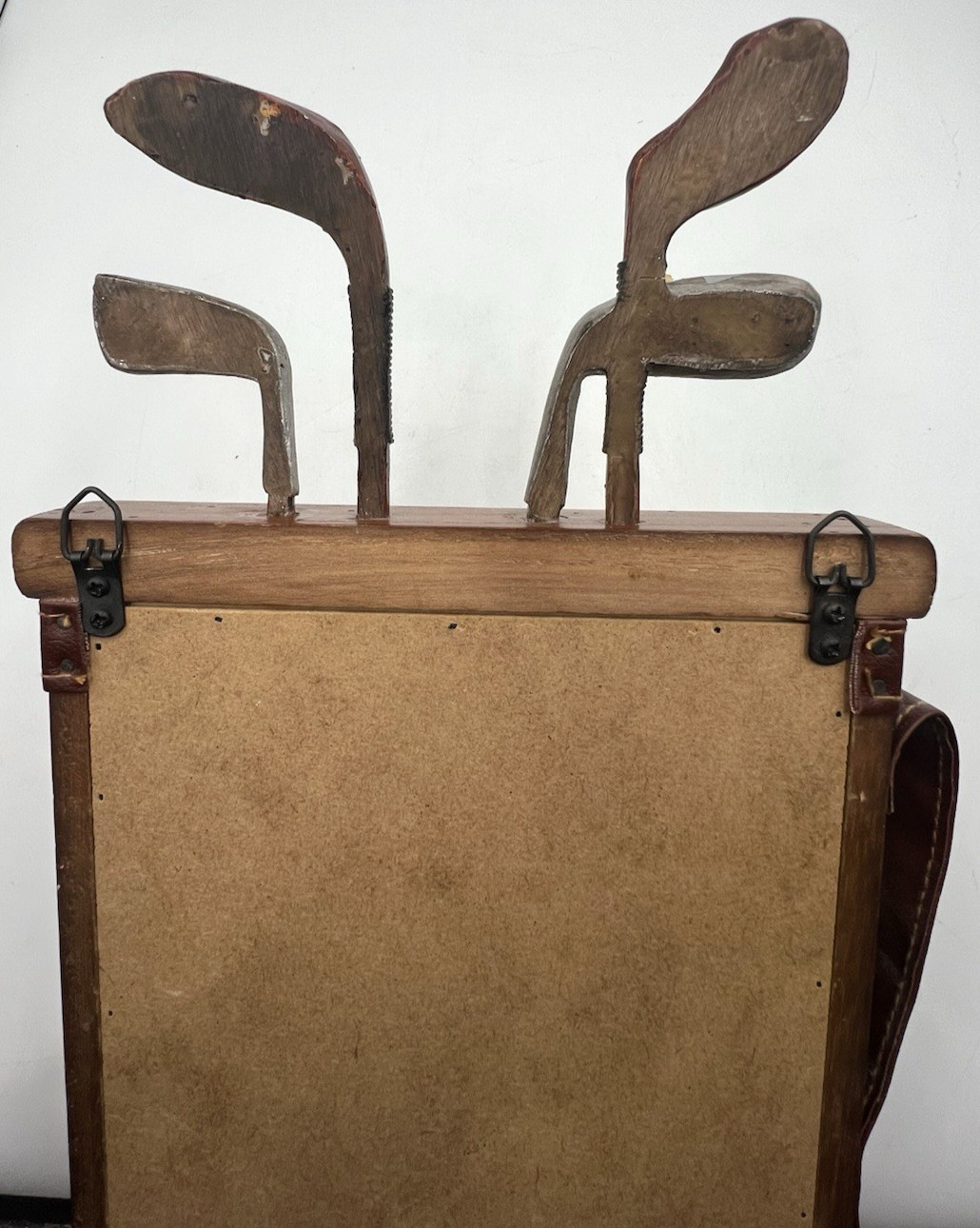 Vintage 3D Golf Bag Shadowbox Wall Mirror Wood Frame Man Cave Sports Decor 22″