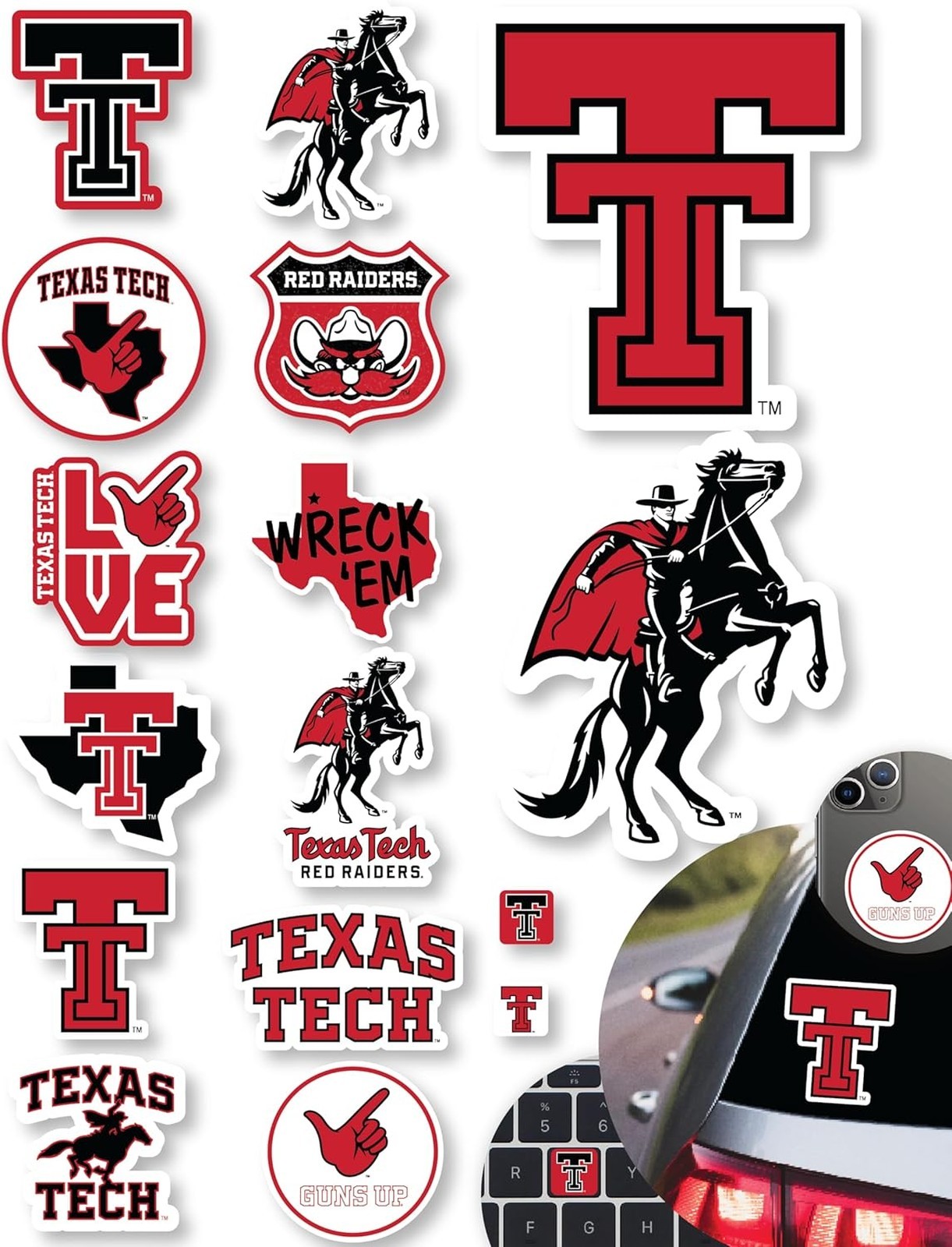 Texas Tech Stickers for Car Laptop Water Bottle Football Fans Graduation Decals