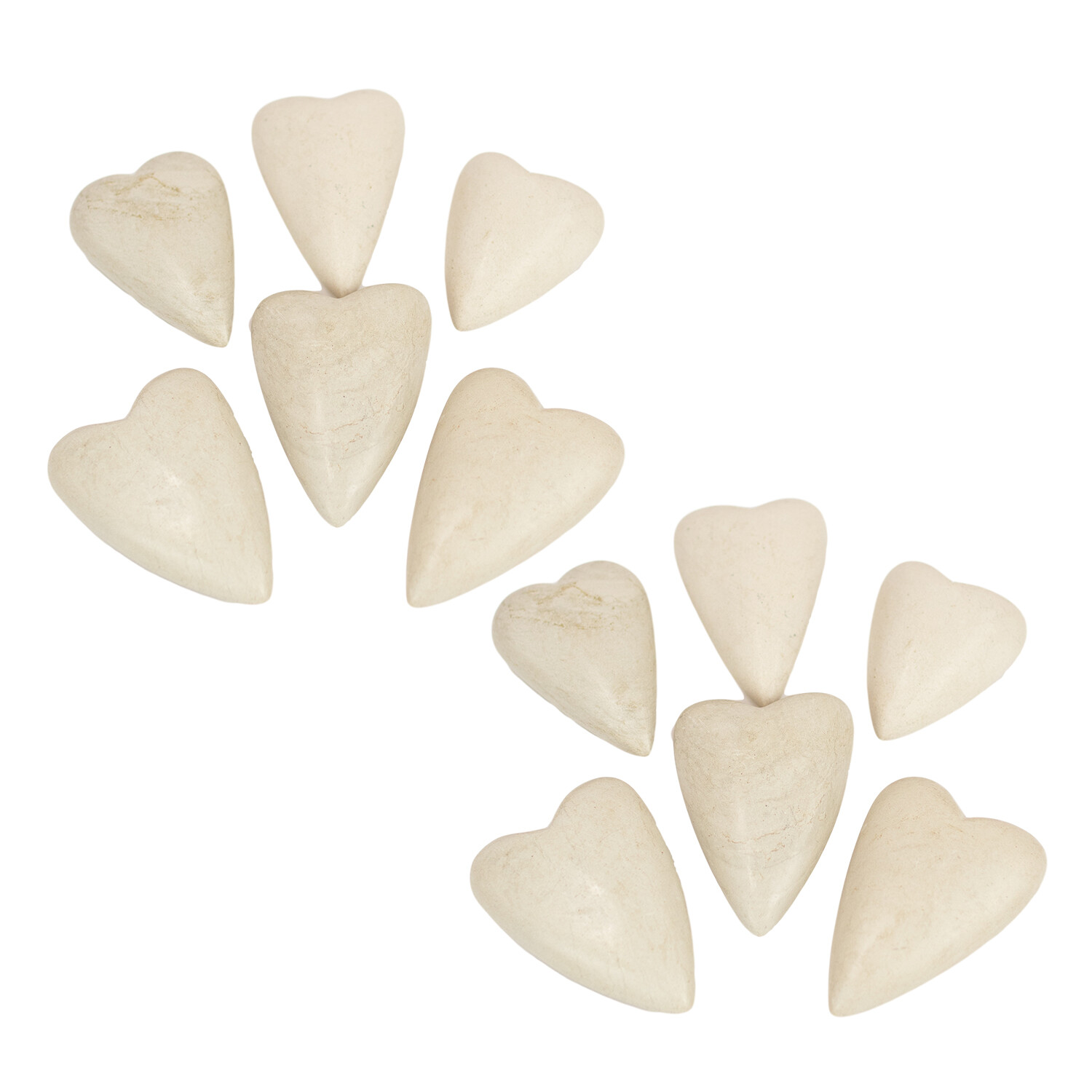 Natural Set Twelve Hand Carved Stone Hearts Light Gray Bowl Vase Filler